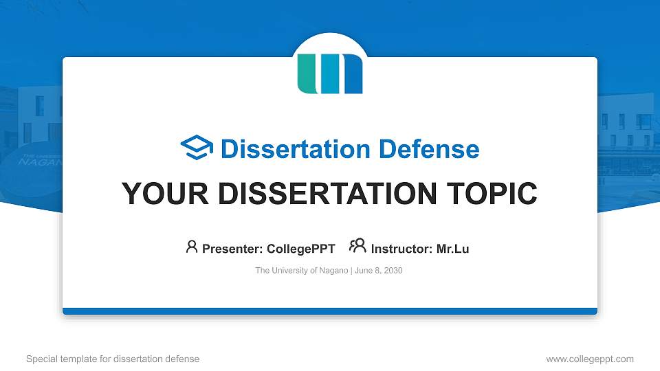 The University of Nagano Graduation Thesis Defense PPT Template16:9 ratio PPT effect preview image