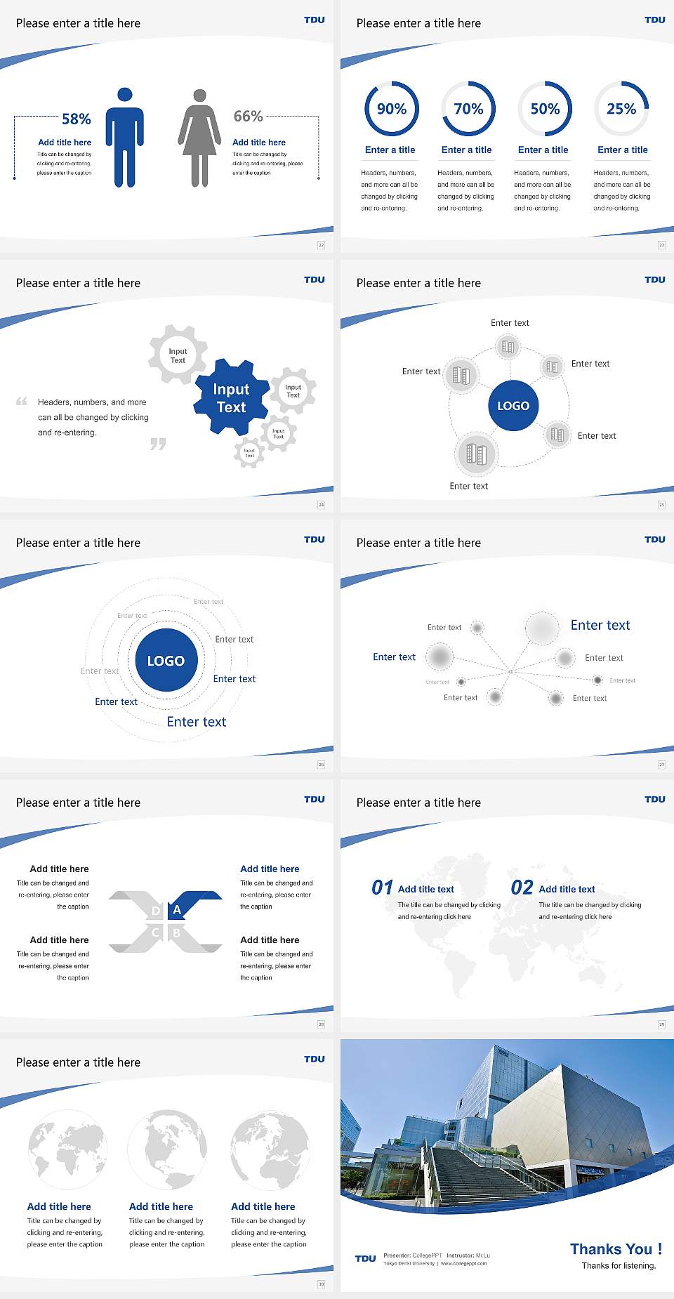 Tokyo Denki University Course/Courseware Creation PPT Template4:3 ratio PPT effect preview image4