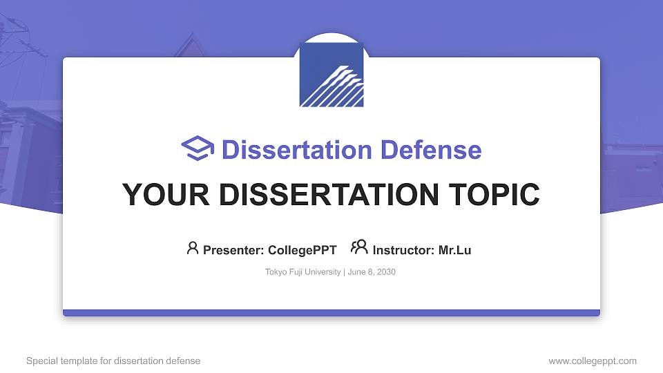 Tokyo Fuji University Graduation Thesis Defense PPT Template16:9 ratio PPT effect preview image
