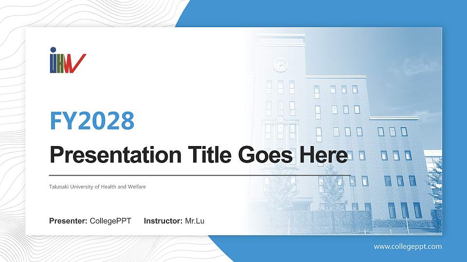 Takasaki University of Health and Welfare Academic Presentation/Research Findings Report PPT Template16:9 ratio PPT effect preview image
