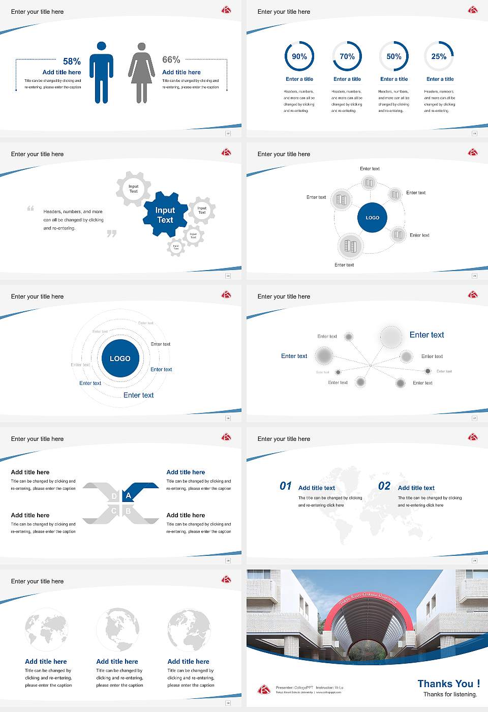 Tokyo Kasei Gakuin University Course/Courseware Creation PPT Template16:9 ratio PPT effect preview image4