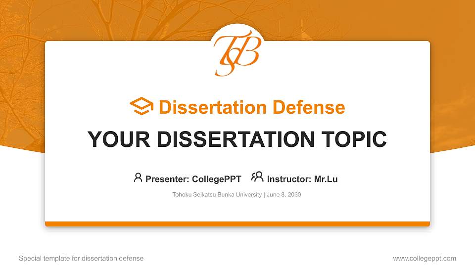 Tohoku Seikatsu Bunka University Graduation Thesis Defense PPT Template16:9 ratio PPT effect preview image