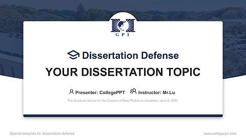 The Graduate School for the Creation of New Photonics Industries Graduation Thesis Defense PPT Template