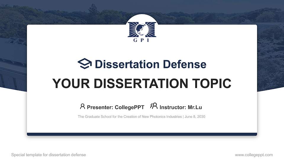 The Graduate School for the Creation of New Photonics Industries Graduation Thesis Defense PPT Template16:9 ratio PPT effect preview image