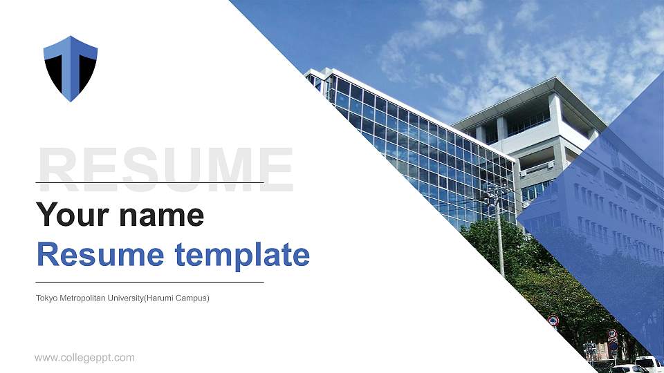 Tokyo Metropolitan University(Harumi Campus) Resume PPT Template16:9 ratio PPT effect preview image