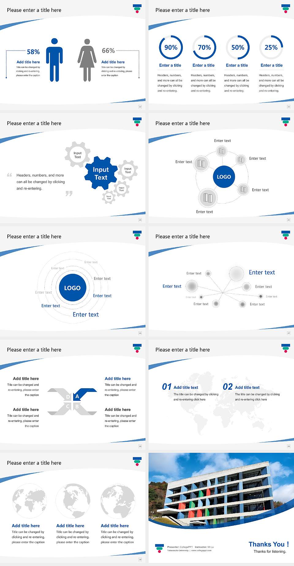 Takarazuka University Course/Courseware Creation PPT Template4:3 ratio PPT effect preview image4