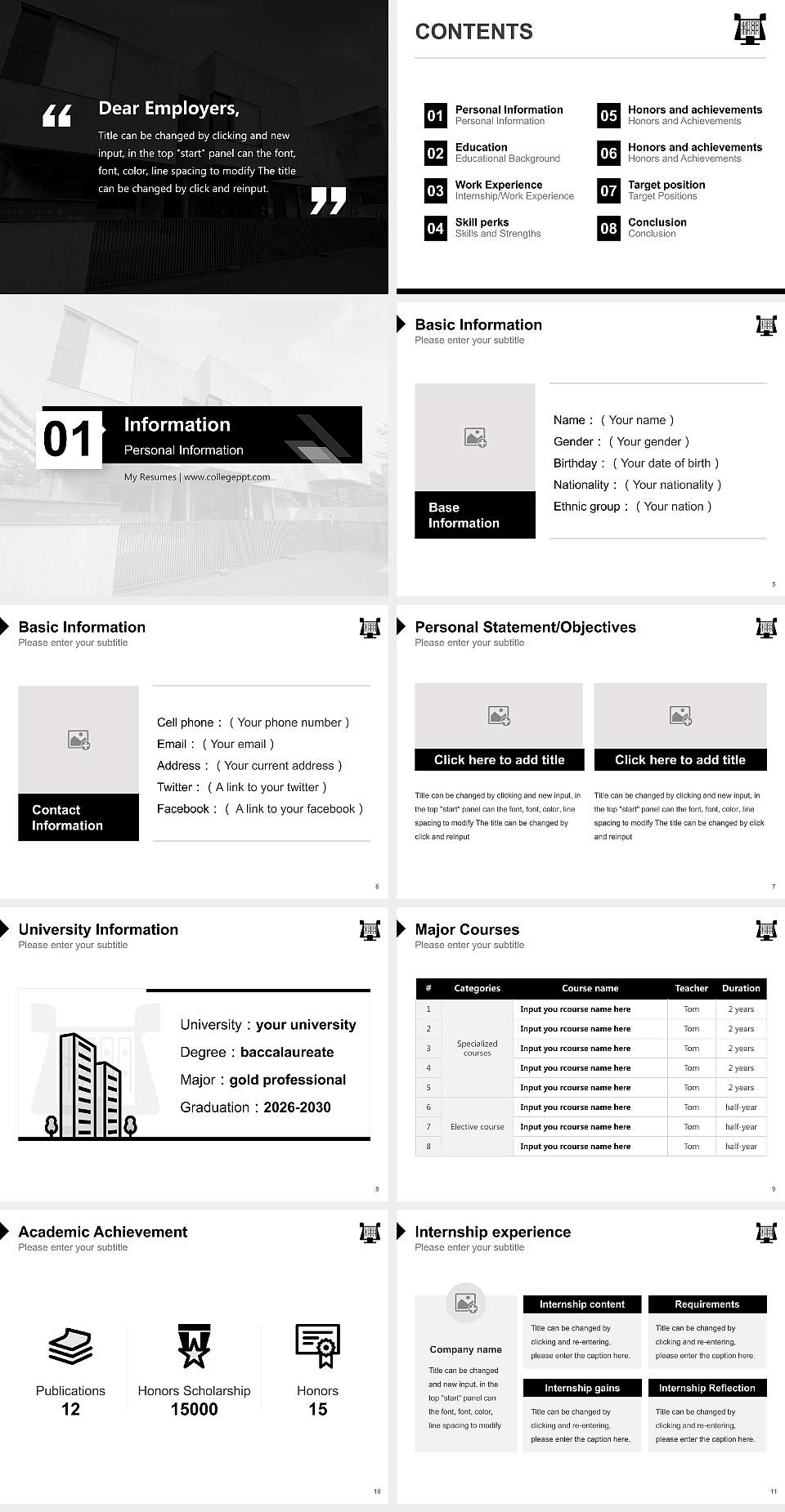 Toho Gakuen School of Music Resume PPT Template4:3 ratio PPT effect preview image2