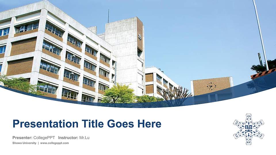 Showa University Course/Courseware Creation PPT Template16:9 ratio PPT effect preview image