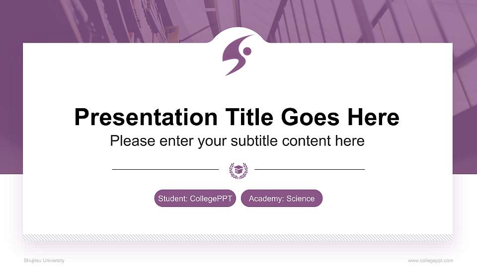 Shujitsu University National Scholarship Defense PPT Template16:9 ratio PPT effect preview image