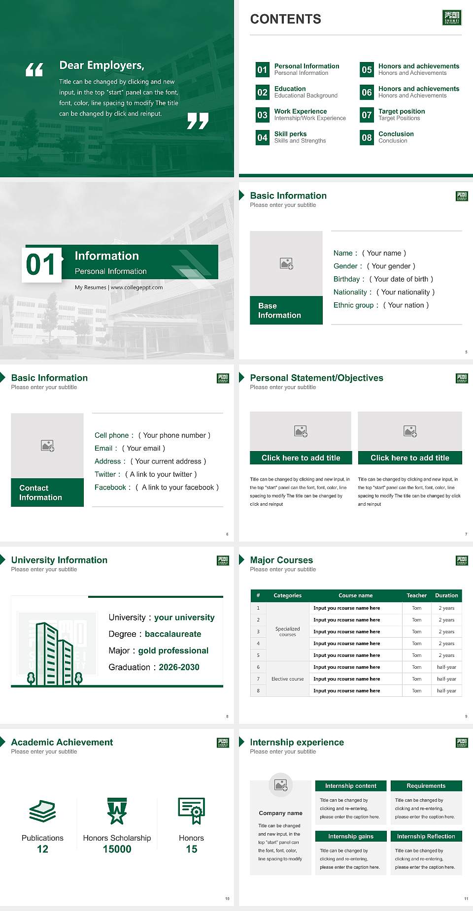 Shumei University Resume PPT Template4:3 ratio PPT effect preview image2