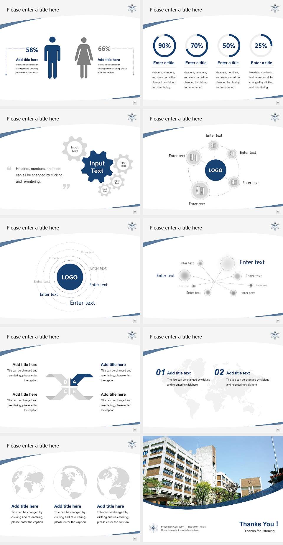 Showa University Course/Courseware Creation PPT Template4:3 ratio PPT effect preview image4