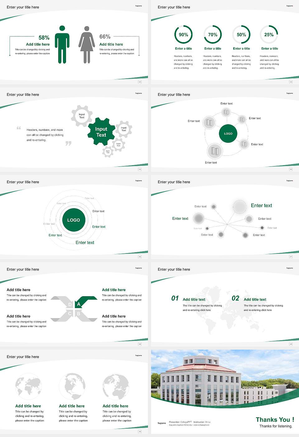 Sugiyama Jogakuen University Course/Courseware Creation PPT Template16:9 ratio PPT effect preview image4