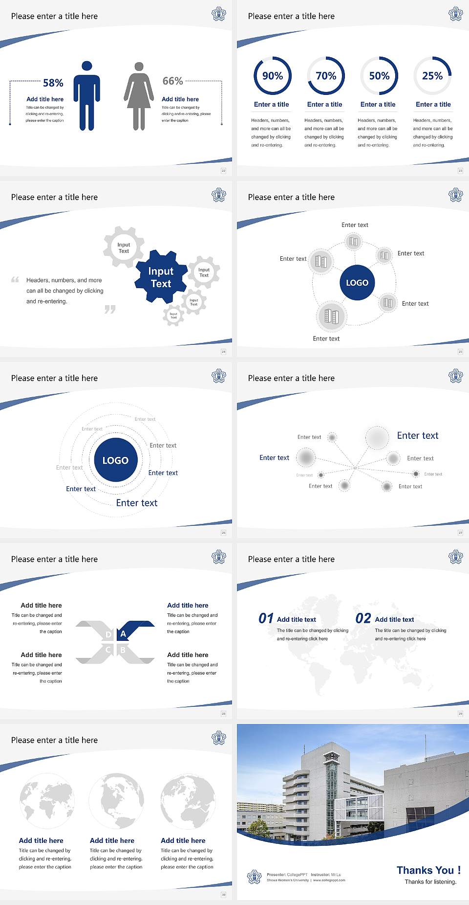 Showa Women’s University Course/Courseware Creation PPT Template4:3 ratio PPT effect preview image4