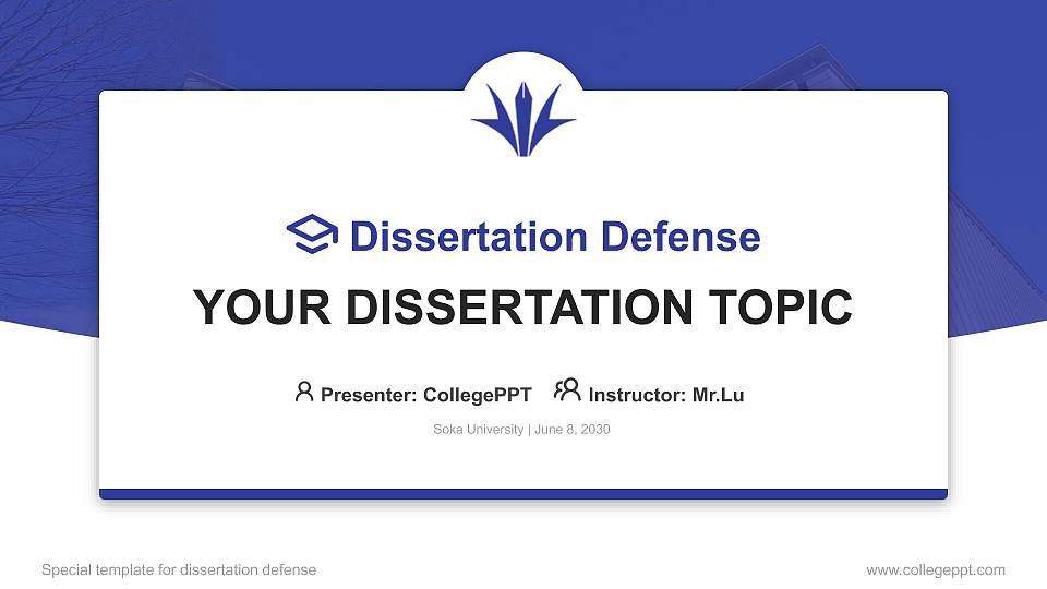 Soka University Graduation Thesis Defense PPT Template16:9 ratio PPT effect preview image