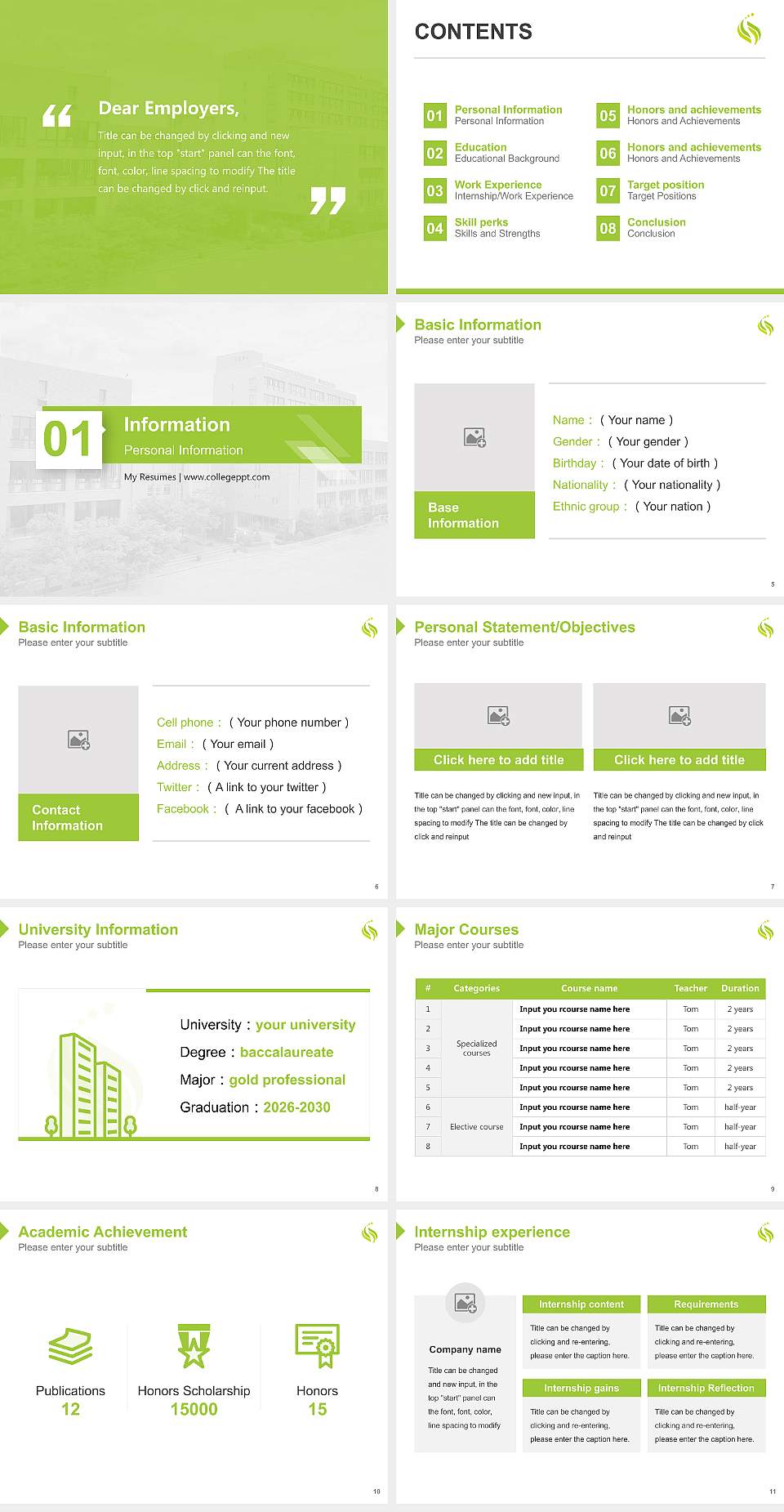 Sonoda Women’s University Resume PPT Template4:3 ratio PPT effect preview image2