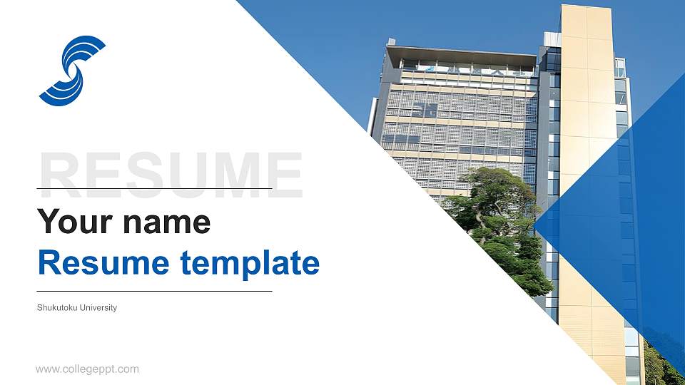 Shukutoku University Resume PPT Template16:9 ratio PPT effect preview image