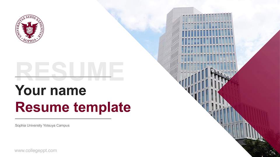 Sophia University Yotsuya Campus Resume PPT Template16:9 ratio PPT effect preview image