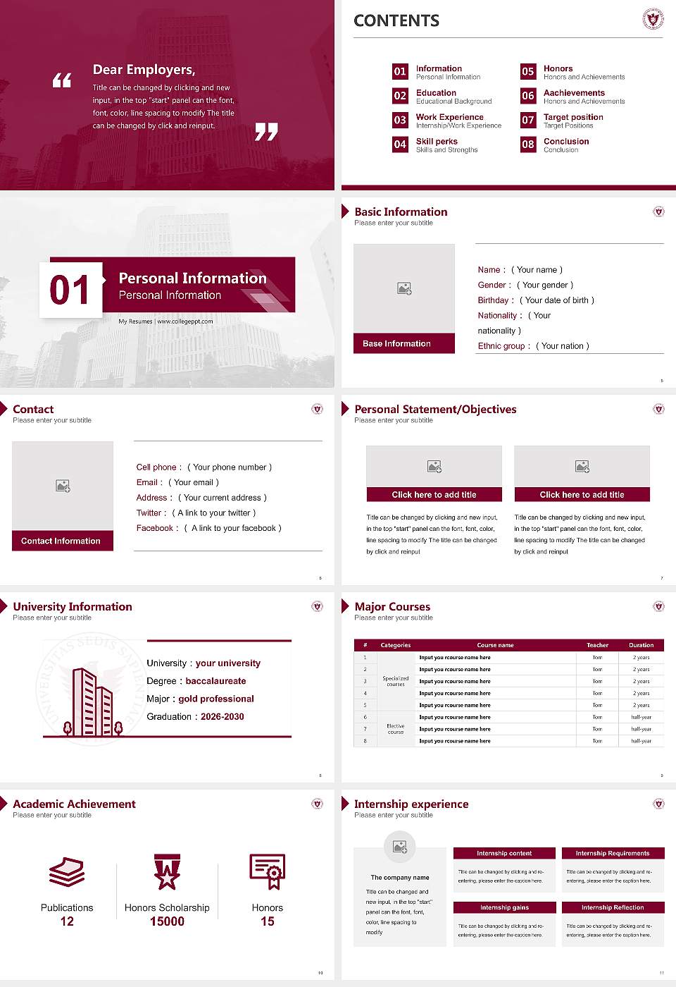 Sophia University Yotsuya Campus Resume PPT Template16:9 ratio PPT effect preview image2