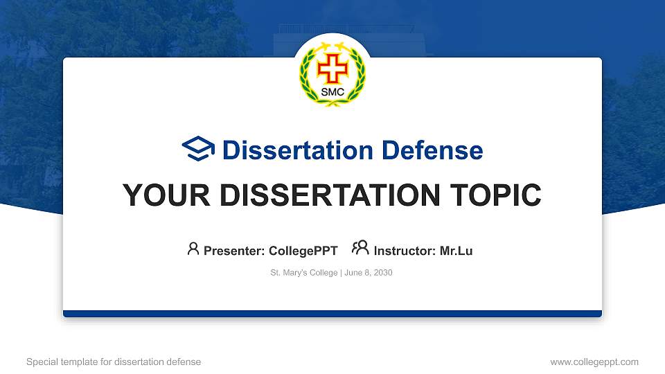 St. Mary’s College Graduation Thesis Defense PPT Template16:9 ratio PPT effect preview image