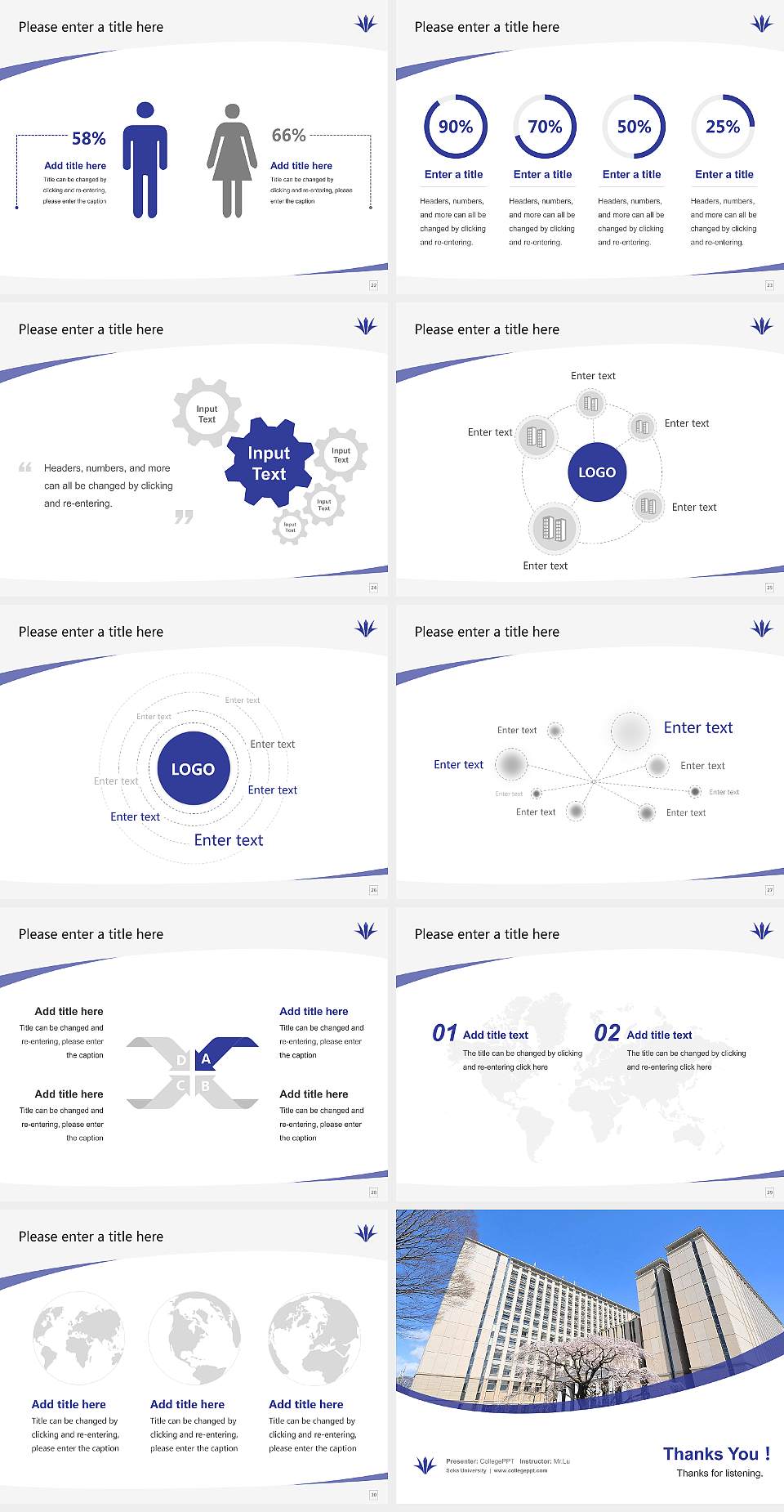 Soka University Course/Courseware Creation PPT Template4:3 ratio PPT effect preview image4