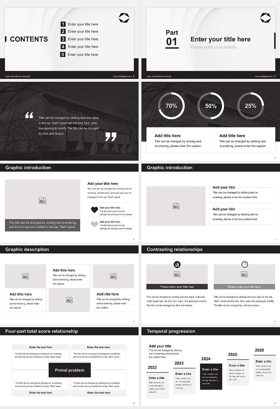 Japan International University Thesis Proposal/Graduation Defense PPT Template16:9 ratio PPT effect preview image2