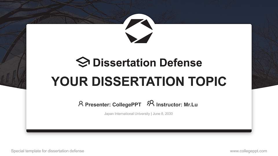 Japan International University Graduation Thesis Defense PPT Template16:9 ratio PPT effect preview image1