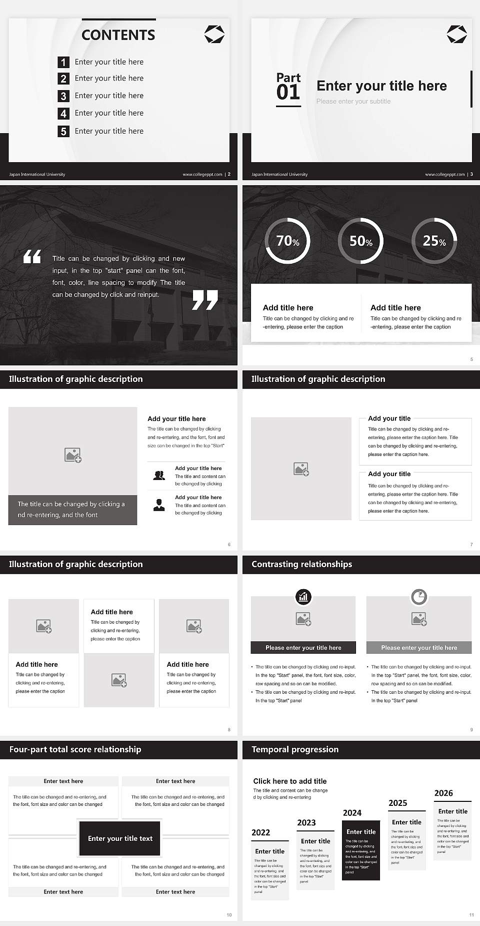 Japan International University Thesis Proposal/Graduation Defense PPT Template4:3 ratio PPT effect preview image2