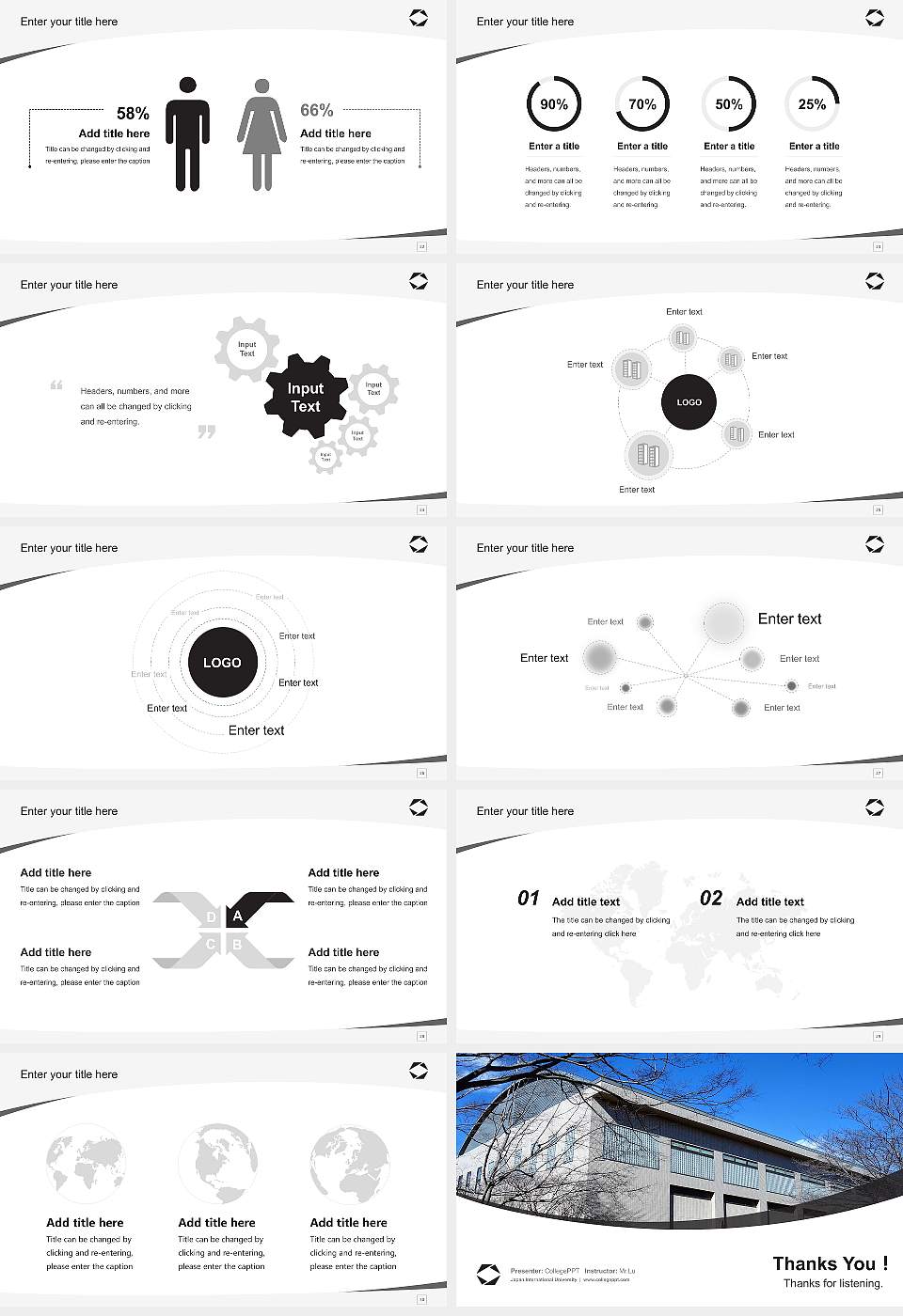Japan International University Course/Courseware Creation PPT Template16:9 ratio PPT effect preview image4