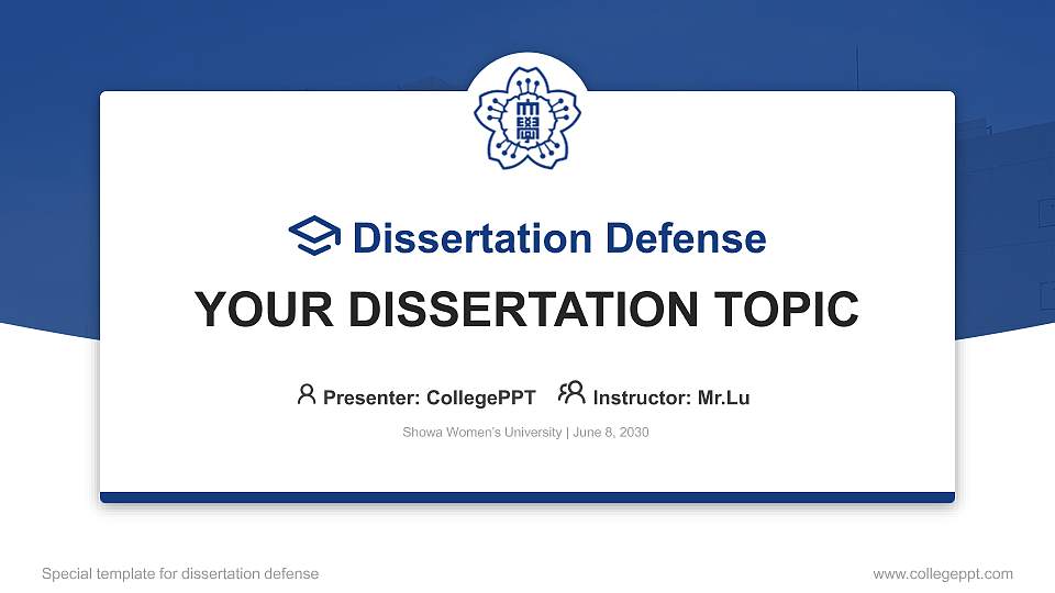 Showa Women’s University Graduation Thesis Defense PPT Template16:9 ratio PPT effect preview image