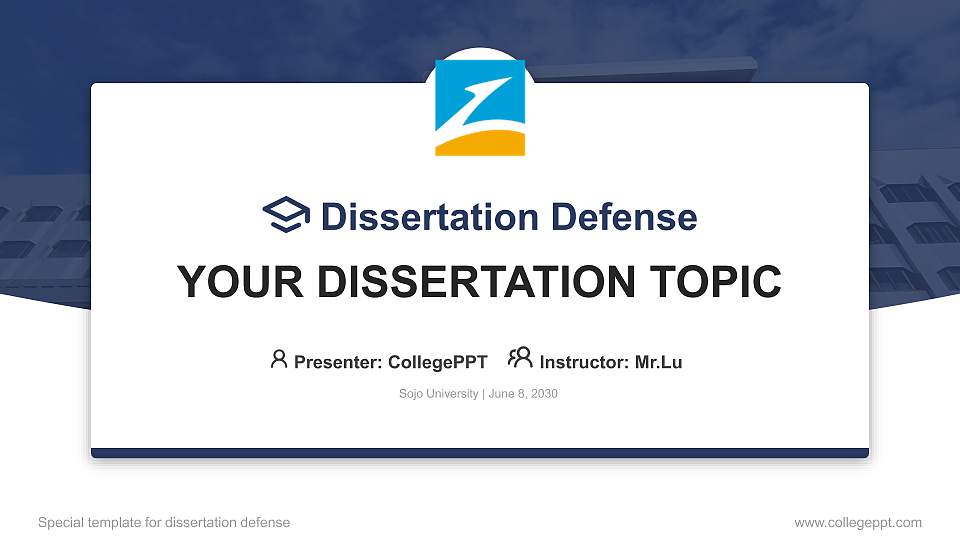 Sojo University Graduation Thesis Defense PPT Template16:9 ratio PPT effect preview image
