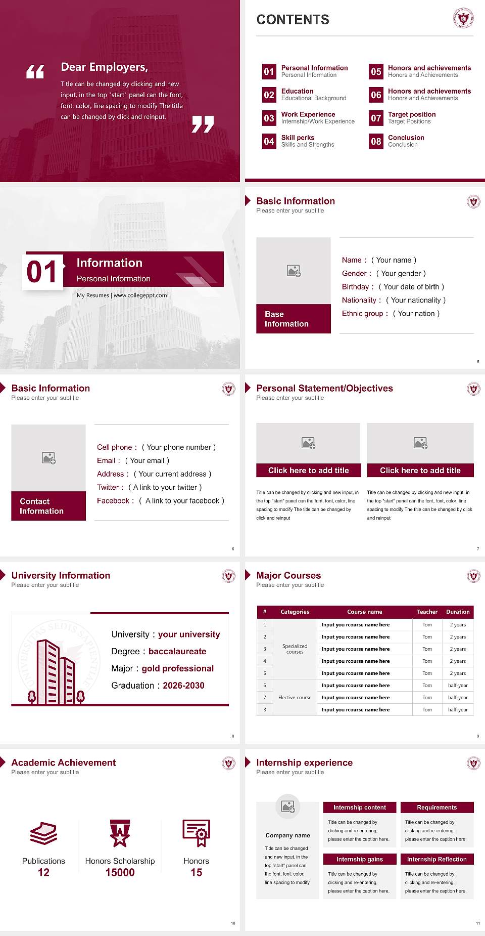 Sophia University Yotsuya Campus Resume PPT Template4:3 ratio PPT effect preview image2
