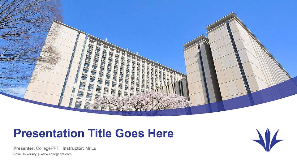Soka University Course/Courseware Creation PPT Template16:9 ratio PPT effect preview image