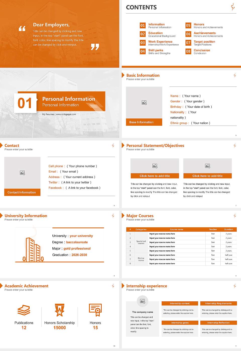 Showa University of Music Resume PPT Template16:9 ratio PPT effect preview image2