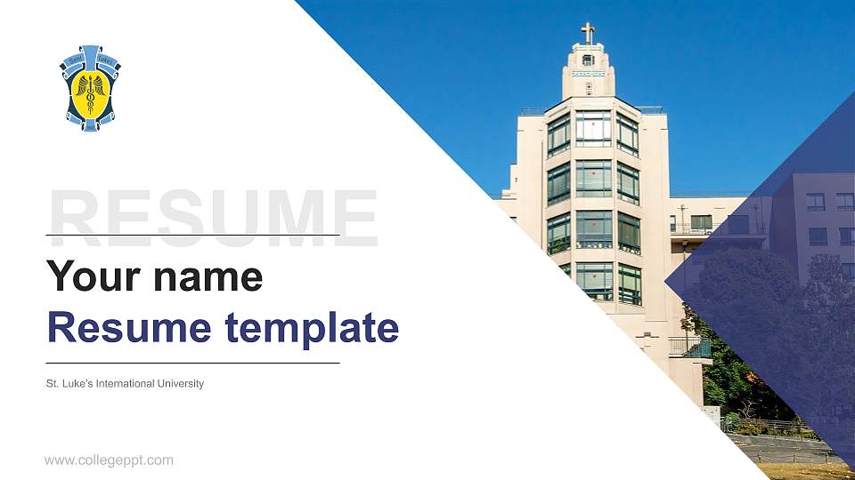 St. Luke’s International University Resume PPT Template16:9 ratio PPT effect preview image