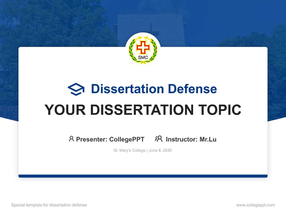 St. Mary’s College Graduation Thesis Defense PPT Template4:3 ratio PPT effect preview image7