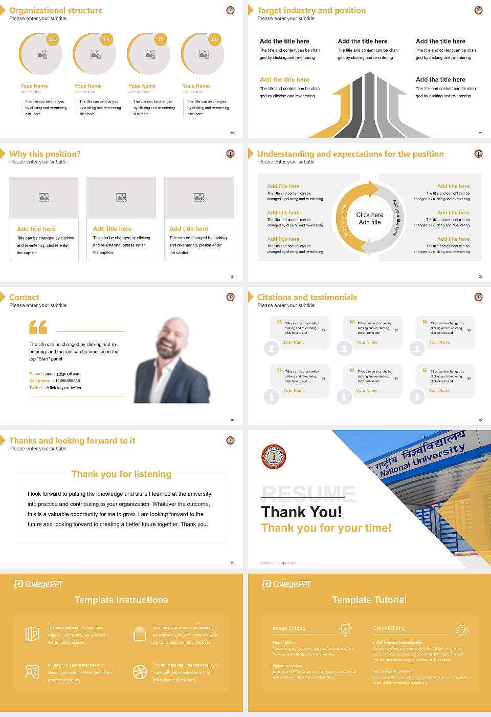 Jodhpur National University Resume PPT Template16:9 ratio PPT effect preview image4