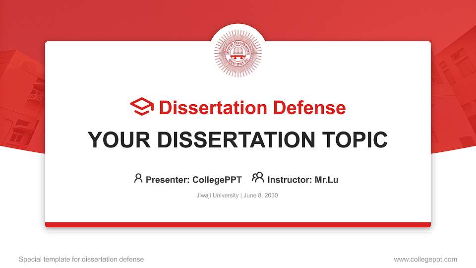 Jiwaji University Graduation Thesis Defense PPT Template16:9 ratio PPT effect preview image