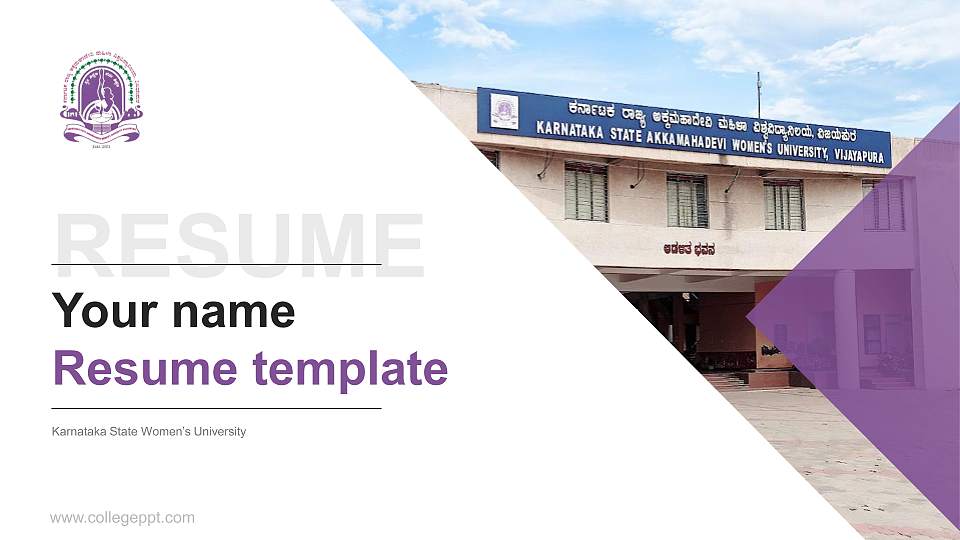 Karnataka State Women’s University Resume PPT Template16:9 ratio PPT effect preview image