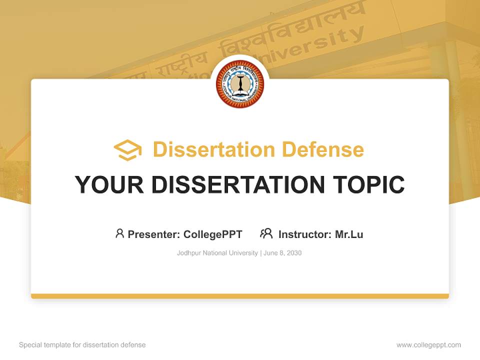 Jodhpur National University Graduation Thesis Defense PPT Template4:3 ratio PPT effect preview image7