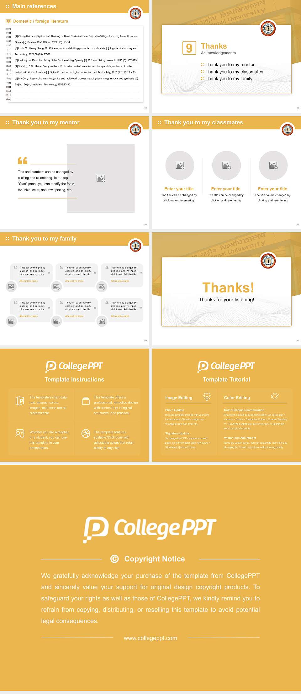 Jodhpur National University Graduation Thesis Defense PPT Template4:3 ratio PPT effect preview image7