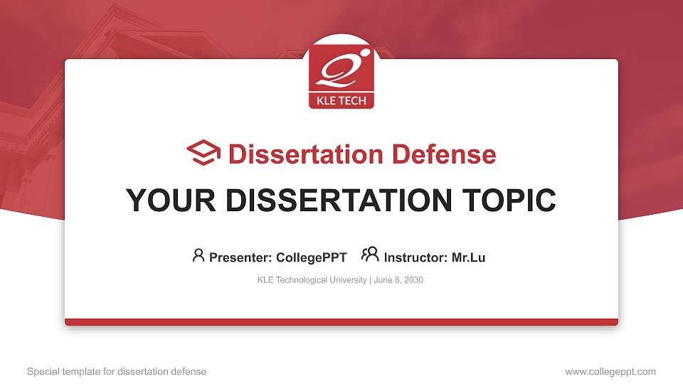KLE Technological University Graduation Thesis Defense PPT Template16:9 ratio PPT effect preview image