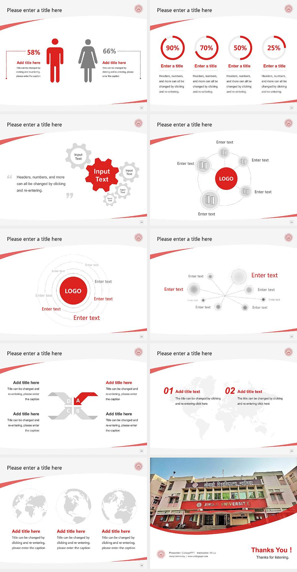 Jiwaji University Course/Courseware Creation PPT Template4:3 ratio PPT effect preview image4