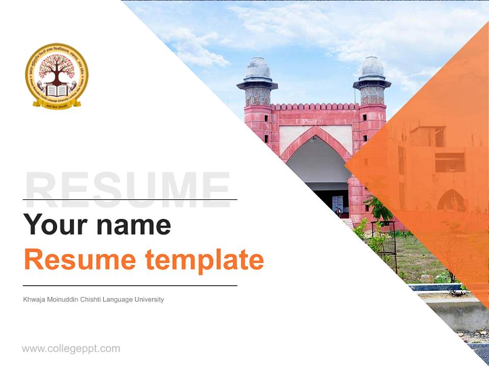 Khwaja Moinuddin Chishti Language University Resume PPT Template4:3 ratio PPT effect preview image5