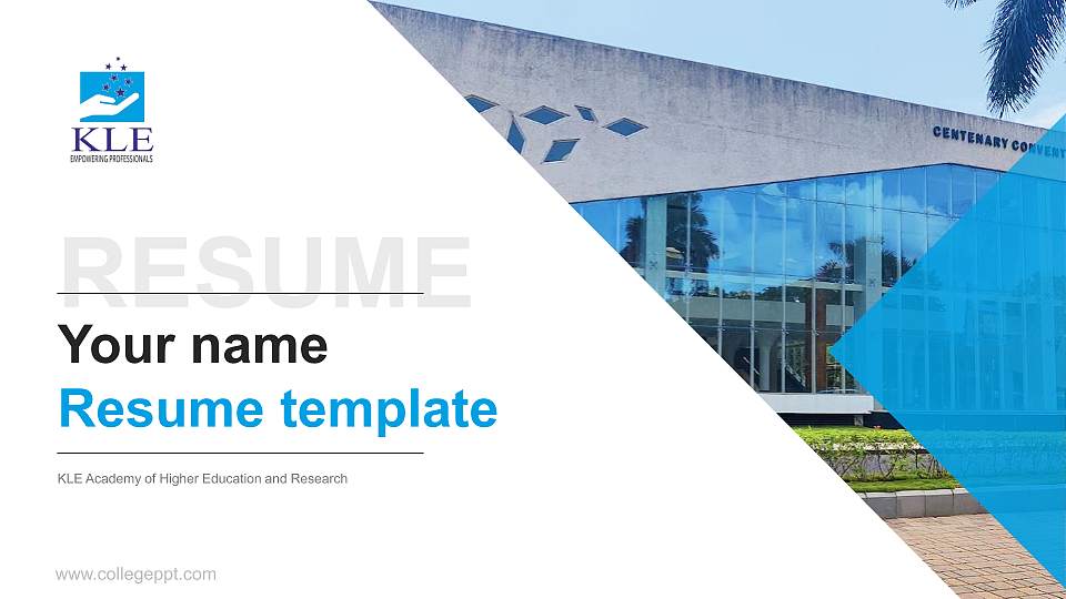KLE Academy of Higher Education and Research Resume PPT Template16:9 ratio PPT effect preview image