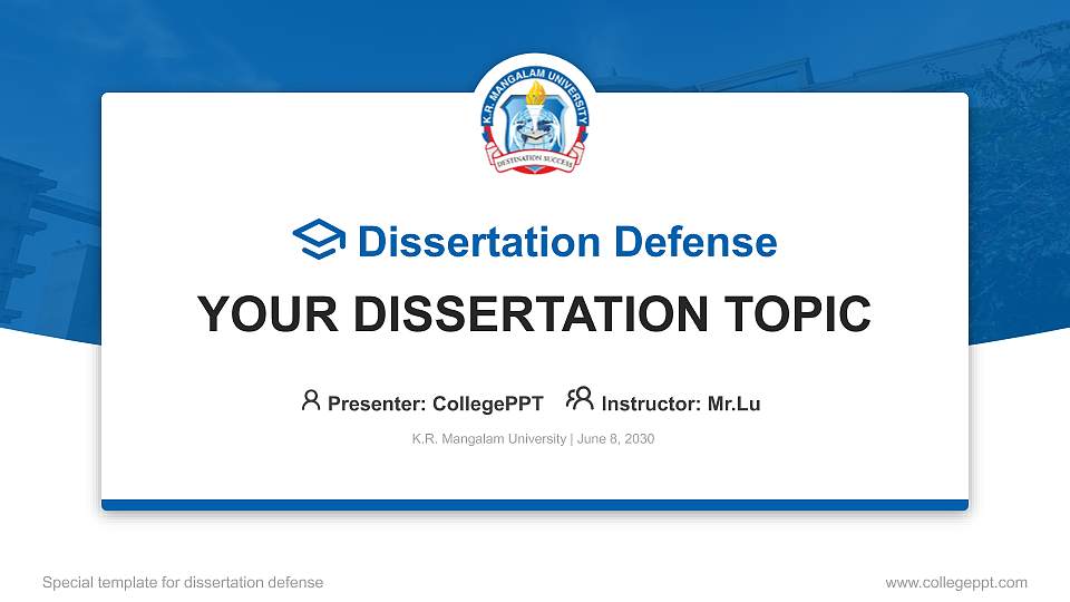 K.R. Mangalam University Graduation Thesis Defense PPT Template16:9 ratio PPT effect preview image