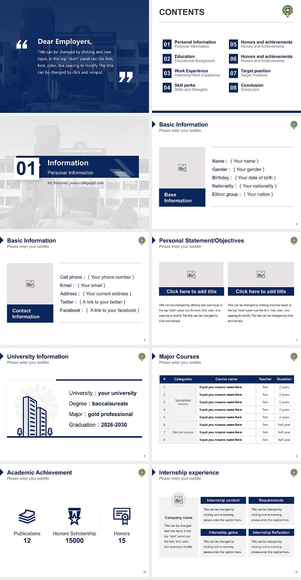 Konkan Krishi Vidyapeeth Resume PPT Template4:3 ratio PPT effect preview image2