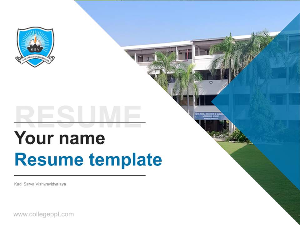 Kadi Sarva Vishwavidyalaya Resume PPT Template4:3 ratio PPT effect preview image5