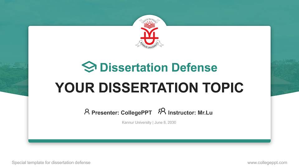Kannur University Graduation Thesis Defense PPT Template16:9 ratio PPT effect preview image
