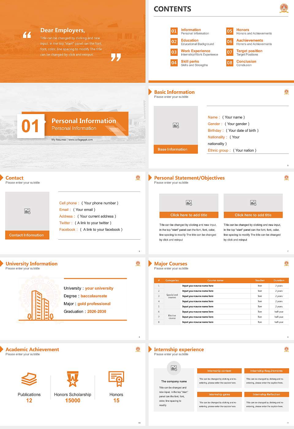 Lakulish Yoga University Resume PPT Template16:9 ratio PPT effect preview image2