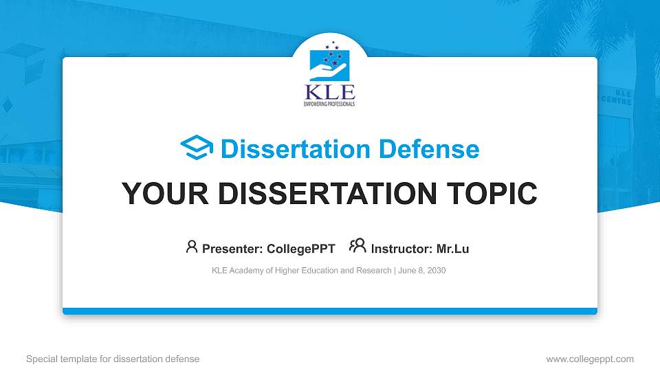 KLE Academy of Higher Education and Research Graduation Thesis Defense PPT Template16:9 ratio PPT effect preview image